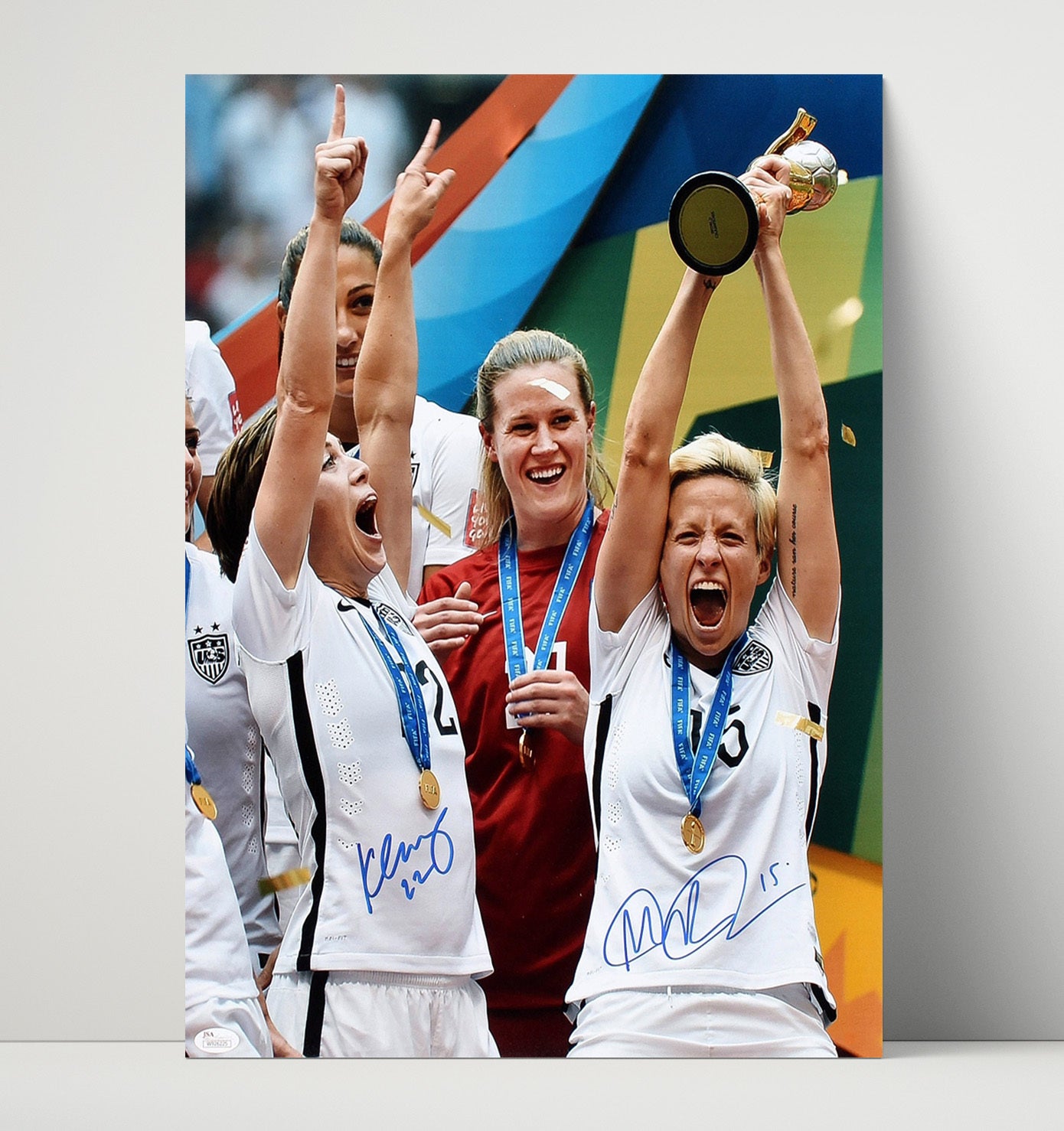 Megan Rapinoe and Meghan Klingenberg USA World Cup Champions Victory 16x20 Unframed Print soccer wall art print – Soccer Prints decor