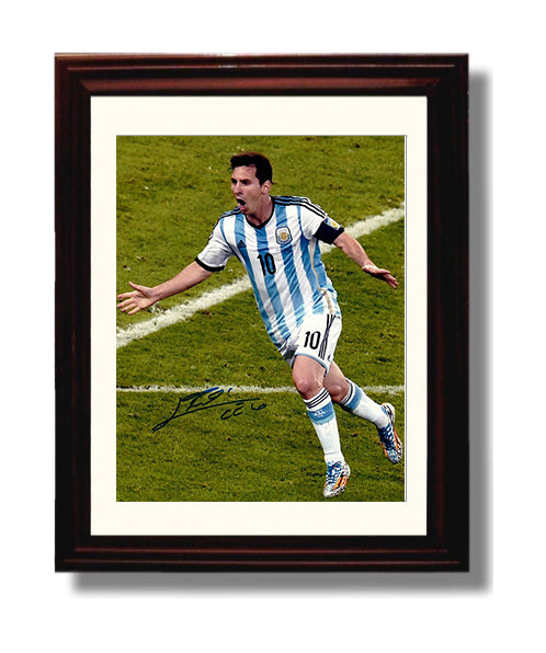 Messi Argentina World Cup Celebration Run Spotlight Soccer Print 8x10 Beveled Frame soccer wall art print – Soccer Prints decor