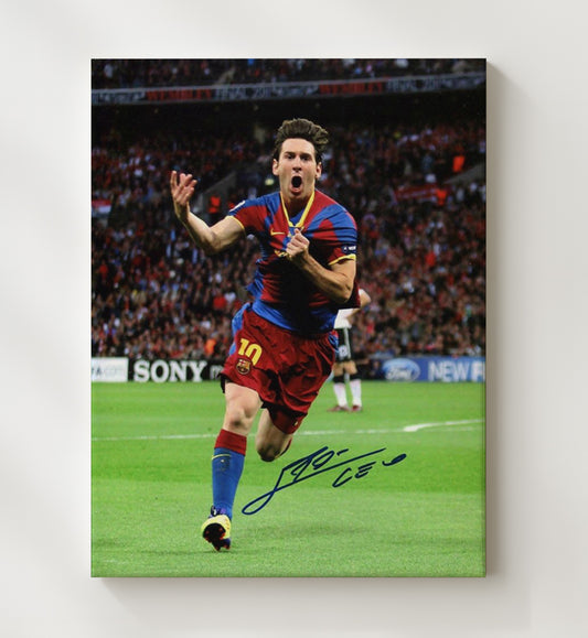 Messi Barcelona GOAT Goal Celebration Run Camp Nou - Canvas soccer wall art