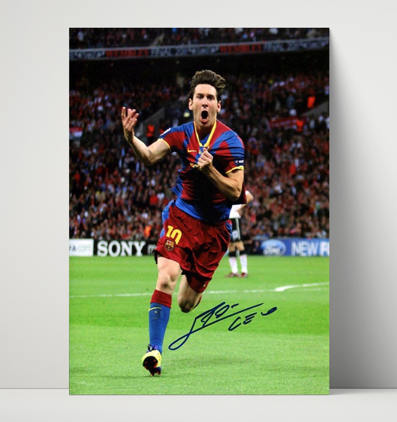 Messi Barcelona GOAT Goal Celebration Print Run Camp Nou Soccer Print 16x20 Unframed Print soccer wall art print – Soccer Prints decor