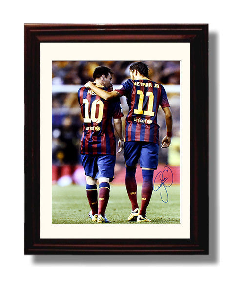Messi and Neymar Barcelona Legendary Teammates Walk Moment Spotlight Soccer 8x10 Beveled Frame soccer wall art print – Soccer Prints decor