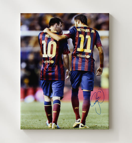 Messi and Neymar Barcelona Legendary Teammates Walk Moment - Canvas soccer wall art