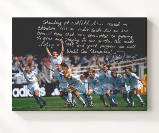 Mia Hamm USA 1999 World Cup Champions Celebration Quote - Canvas soccer wall art