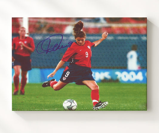 Mia Hamm USA Striking the Ball Match Action - Canvas soccer wall art