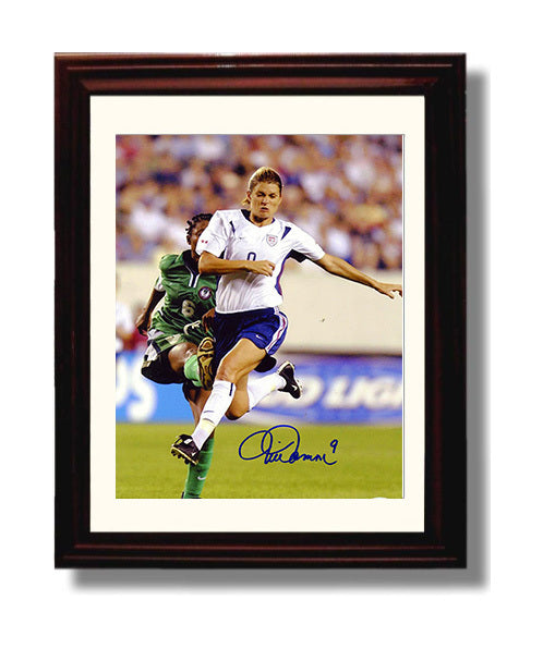 Mia Hamm USA Classic Match Focus Spotlight Soccer Print 8x10 Beveled Frame soccer wall art print – Soccer Prints decor