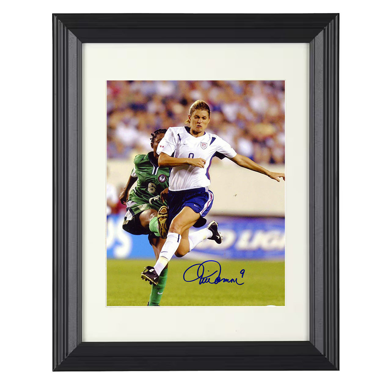 Mia Hamm – USA Classic Match Focus Spotlight 8x10 matted black framed soccer wall art