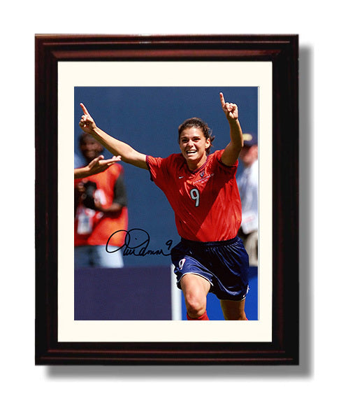 Mia Hamm USA Goal Celebration Print Icon Moment Soccer Print 8x10 Beveled Frame soccer wall art print – Soccer Prints decor