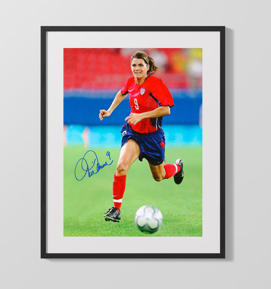 Mia Hamm USA Red Jersey Match Soccer Print 16x20 Gallery Framed Artwork wall art print – soccer decor