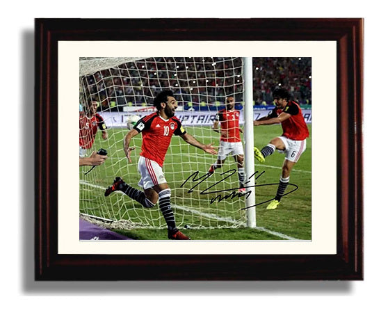Mohamed Salah Egypt Pharaohs Goal Celebration Print Soccer Print 8x10 Beveled Frame soccer wall art print – Soccer Prints decor