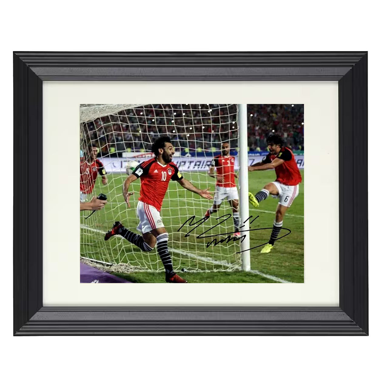 Mohamed Salah – Egypt Pharaohs Goal Celebration 8x10 matted black framed soccer wall art
