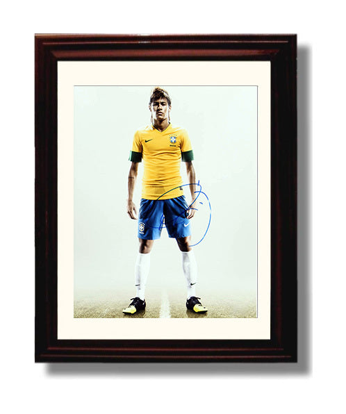 Neymar Brazil National Team Studio Soccer Print 8x10 Beveled Frame soccer wall art print – Soccer Prints decor
