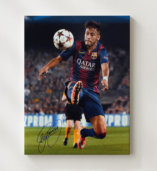 Neymar Jr Barcelona Airborne Ball Control Champions League Night - Canvas soccer wall art