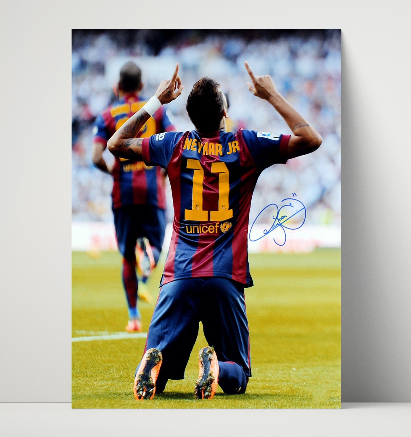 Neymar Jr Barcelona Knee Slide Goal Celebration Print Camp Nou Soccer Print 16x20 Unframed Print soccer wall art print – Soccer Prints decor