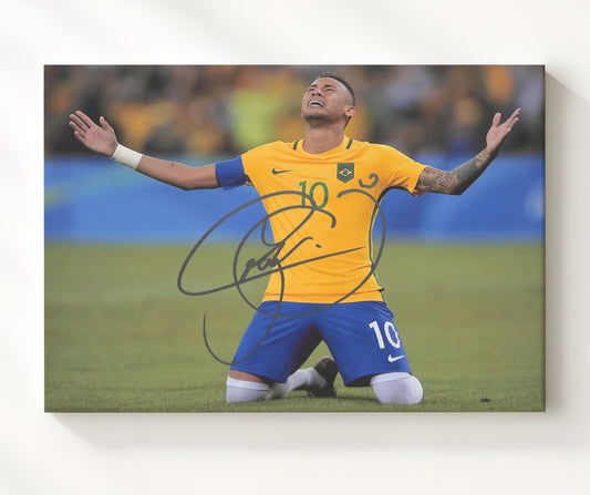 Neymar Jr Brazil Knee Slide Goal Celebration - Canvas soccer wall art