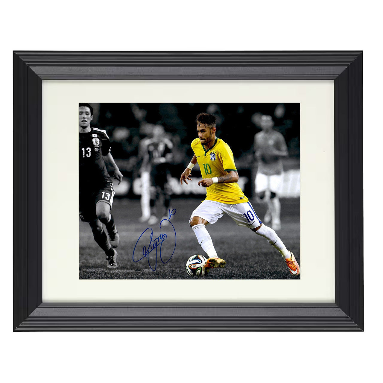 Neymar Jr. – Brazil Samba Stride Attack Run 8x10 matted black framed soccer wall art