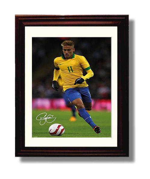 Neymar Jr Brazil Samba Flair Dribble Run National Team Soccer Print 8x10 Beveled Frame soccer wall art print – Soccer Prints decor