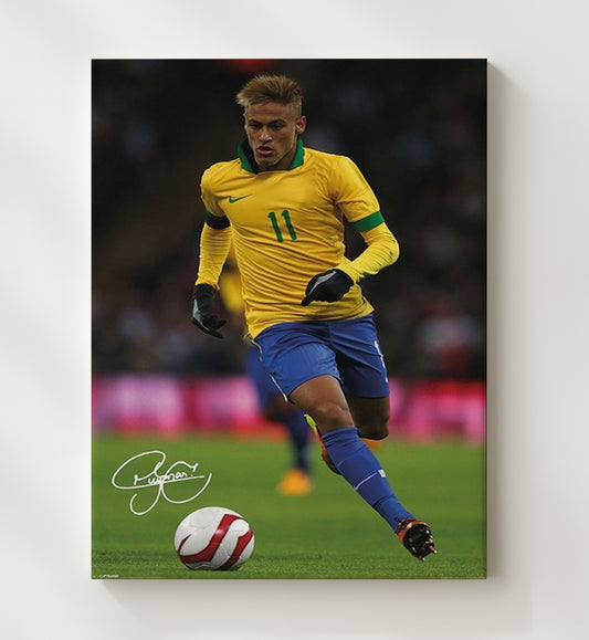 Neymar Jr Brazil Samba Flair Dribble Run National Team - Canvas soccer wall art