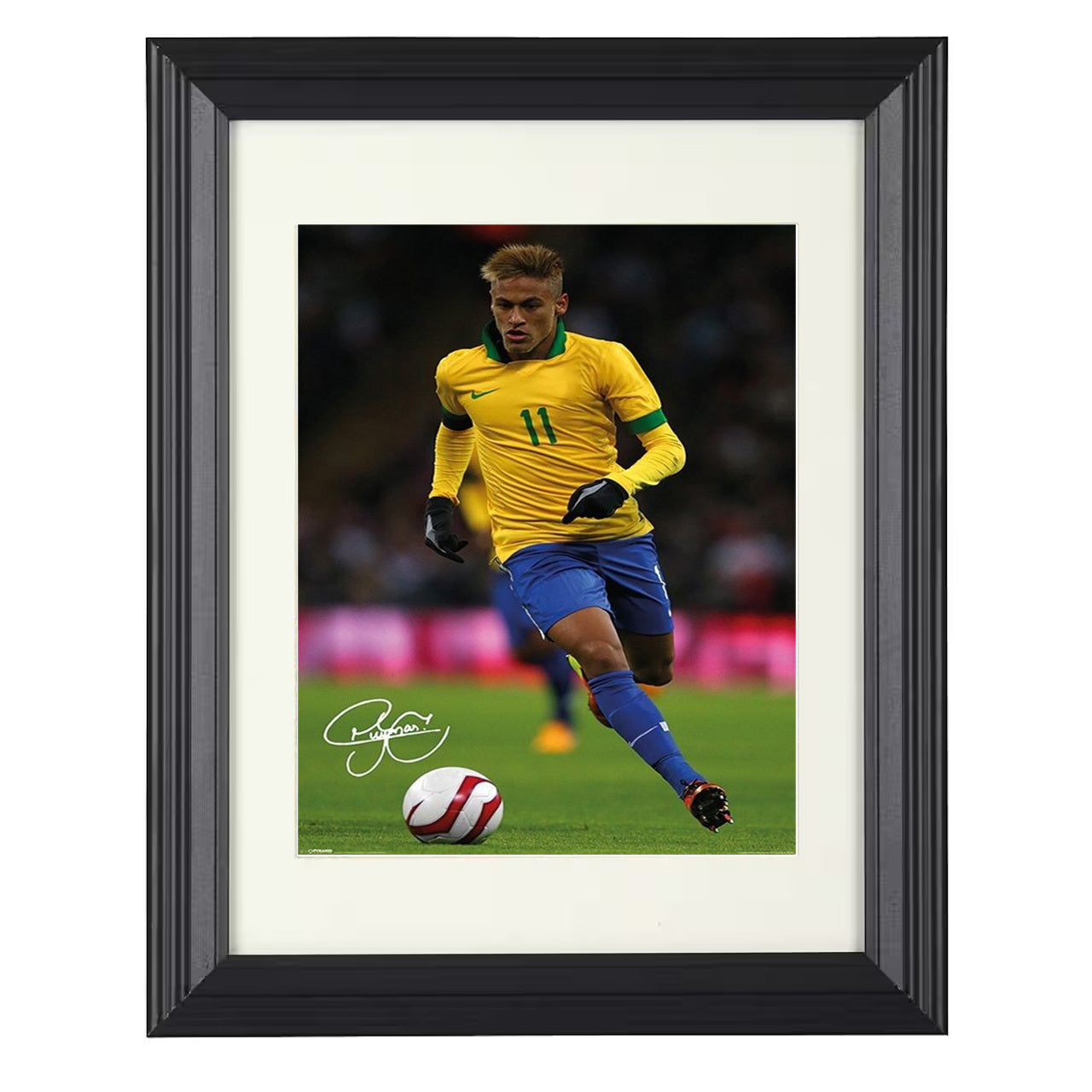 Neymar Jr. – Brazil Samba Dribble Run 8x10 matted black framed soccer wall art