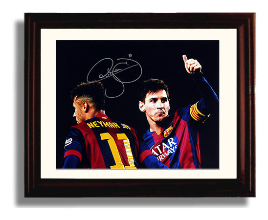 Neymar Jr FC Barcelona Match Celebration Moment Soccer Print 8x10 Beveled Frame soccer wall art print – Soccer Prints decor