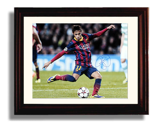 Neymar Jr FC Barcelona Precision Strike Shot Soccer Print 8x10 Beveled Frame soccer wall art print – Soccer Prints decor