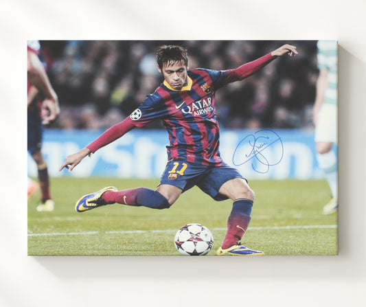 Neymar Jr FC Barcelona Precision Strike Shot - Canvas soccer wall art