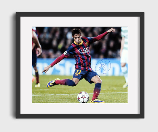 Neymar Jr FC Barcelona Precision Strike Shot Soccer Print 16x20 Gallery Framed Artwork wall art print – soccer decor