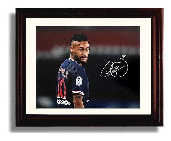Neymar Jr PSG Iconic Look Back Soccer Print 8x10 Beveled Frame soccer wall art print – Soccer Prints decor