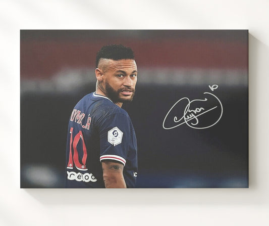 Neymar Jr PSG Iconic Look Back - Canvas soccer wall art