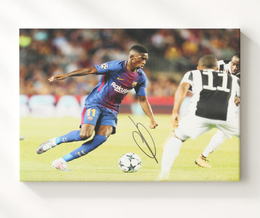 Ousmane Dembele FC Barcelona Champions League Dribble Attack - Canvas soccer wall art