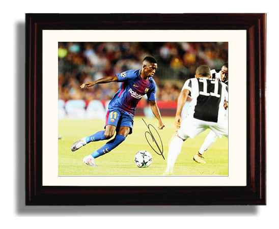 Ousmane Dembele FC Barcelona Champions League Dribble Attack Soccer Print 8x10 Beveled Frame soccer wall art print – Soccer Prints decor