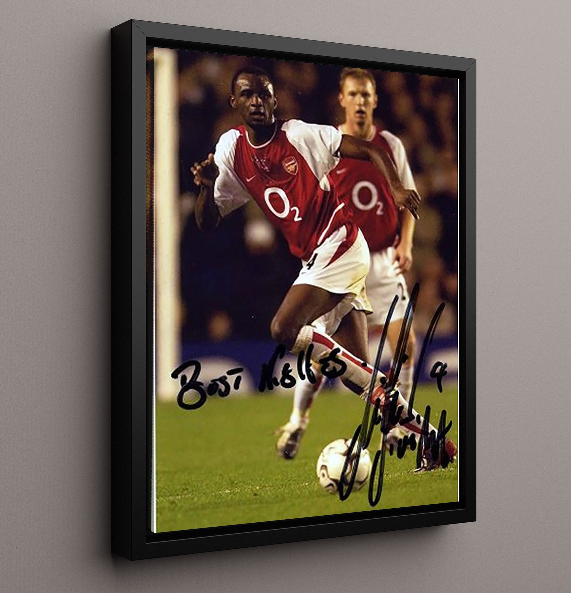 Patrick Vieira Arsenal Midfield Captain Power Run Highbury Era Soccer Print 16x20 Framed Canvas soccer wall art print – Soccer Prints decor