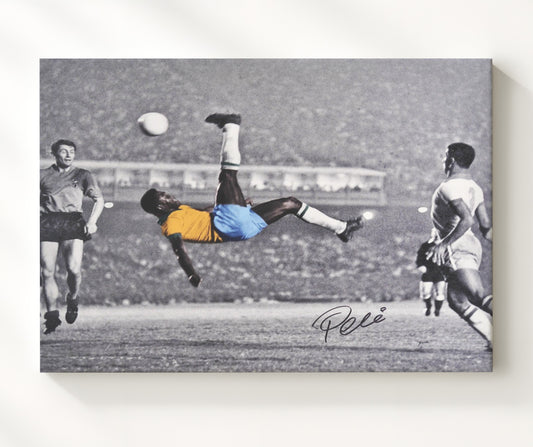 Pele Brazil Iconic Bicycle Kick Action - Canvas soccer wall art