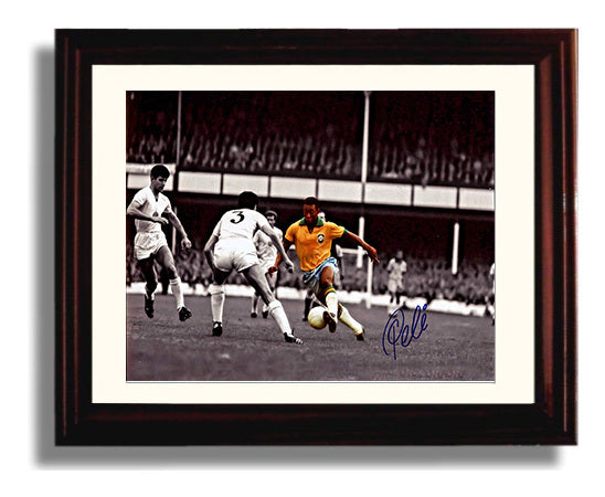 Pele Brazil Spotlight Dribble Run Soccer Print 8x10 Beveled Frame soccer wall art print – Soccer Prints decor