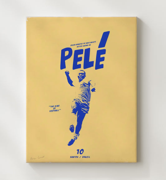 Pele Brazil King of Football Graphic Poster - Canvas soccer wall art