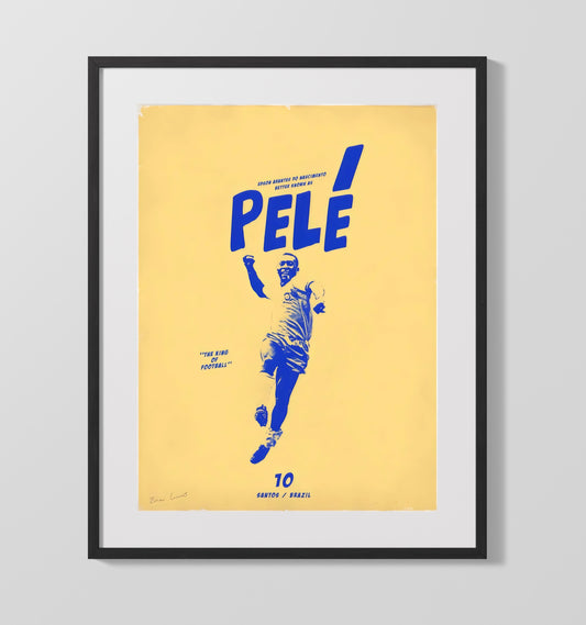 Pele Brazil King of Football Graphic Poster Soccer Print 16x20 Gallery Framed Artwork wall art print – soccer decor
