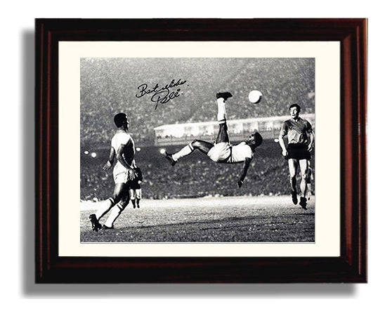 Pele Brazil Legendary Bicycle Kick Iconic Stadium Moment Soccer Print 8x10 Beveled Frame soccer wall art print – Soccer Prints decor