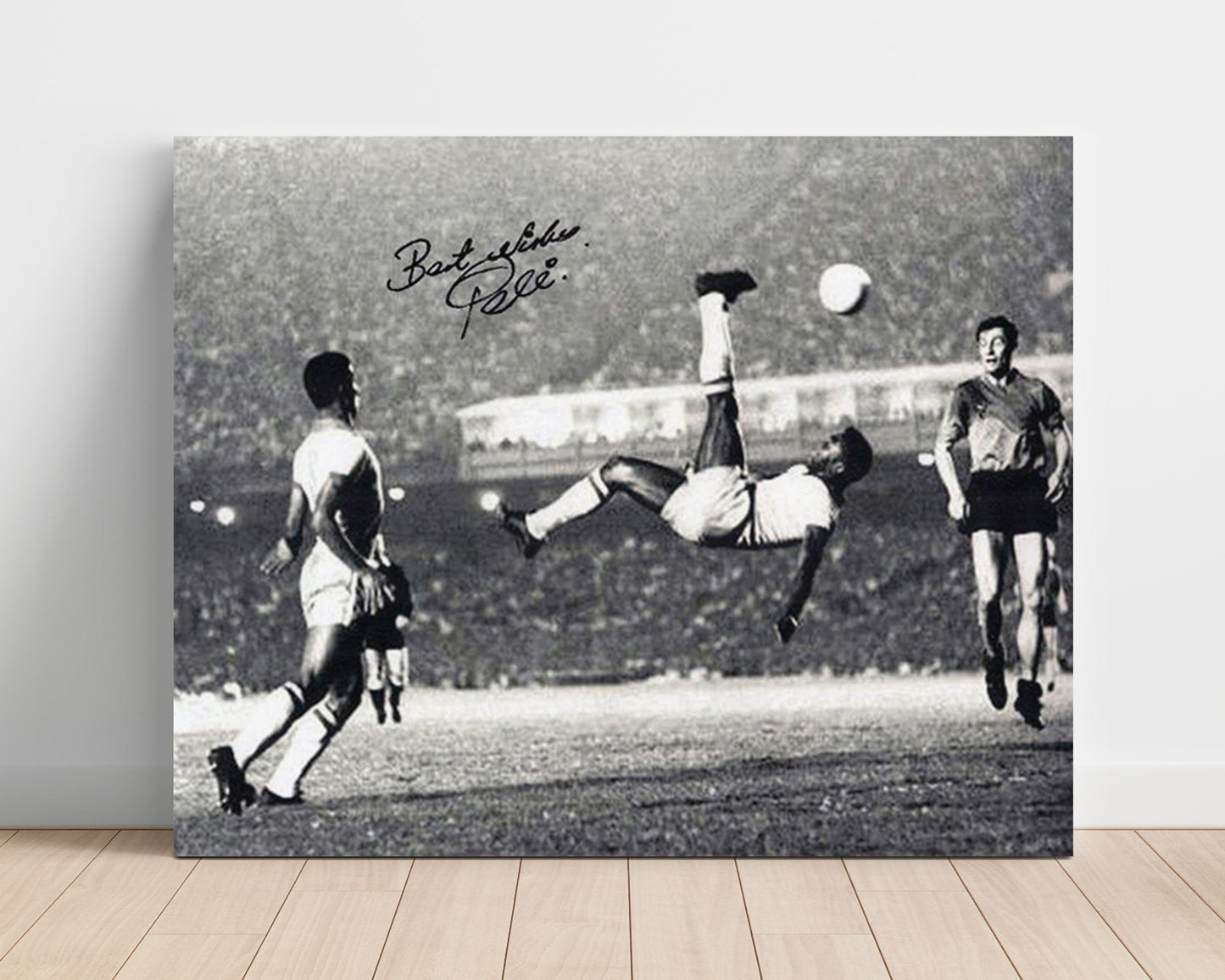 Pele Brazil Legendary Bicycle Kick Iconic Stadium Moment Soccer Print 16x20 Unframed Print soccer wall art print – Soccer Prints decor