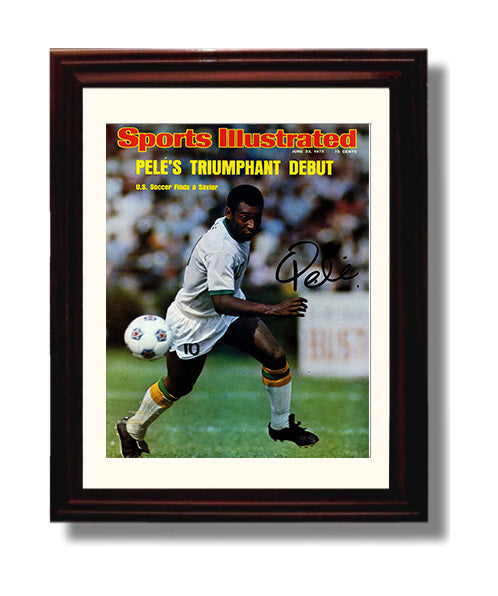 Pele Brazil SI Triumphant Debut 1975 Cover Soccer Print 8x10 Beveled Frame soccer wall art print – Soccer Prints decor