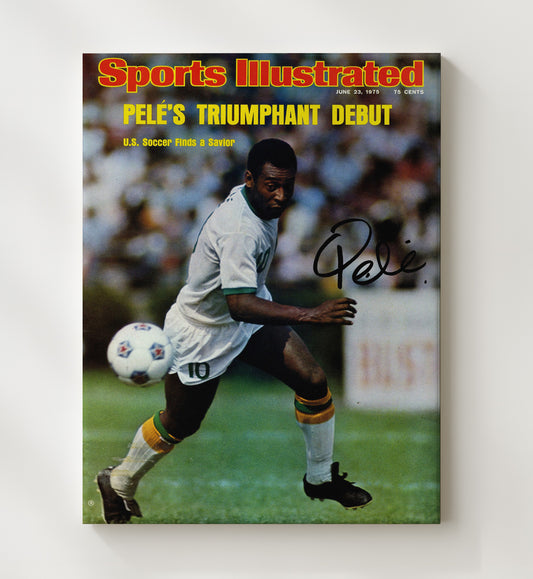 Pele Brazil SI Triumphant Debut 1975 Cover - Canvas soccer wall art