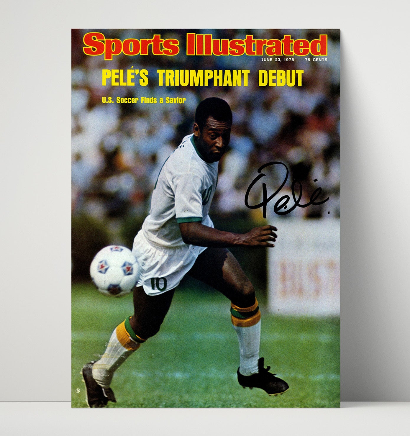Pele Brazil SI Triumphant Debut 1975 Cover Soccer Print 16x20 Unframed Print soccer wall art print – Soccer Prints decor