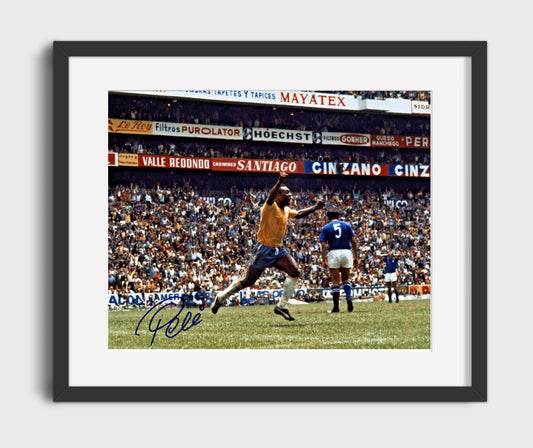 Pele Brazil World Cup Glory Run Celebration Soccer Print 16x20 Gallery Framed Artwork wall art print – soccer decor
