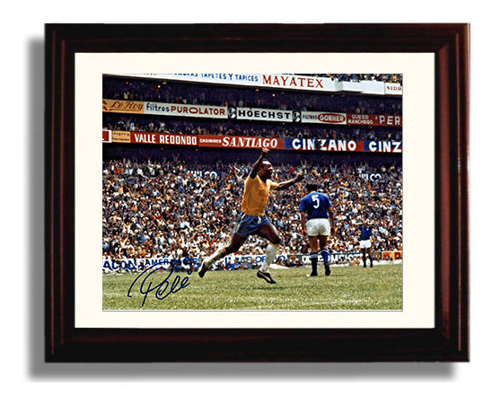 Pele Brazil World Cup Glory Run Celebration Soccer Print 8x10 Beveled Frame soccer wall art print – Soccer Prints decor