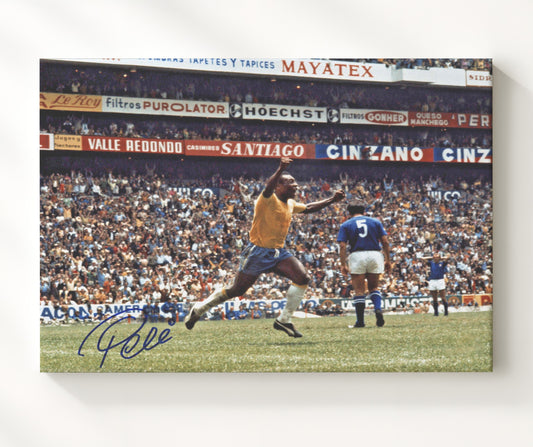 Pele Brazil World Cup Glory Run Celebration - Canvas soccer wall art