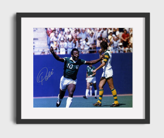 Pele New York Cosmos NASL Hero Celebration Soccer Print 16x20 Gallery Framed Artwork wall art print – soccer decor