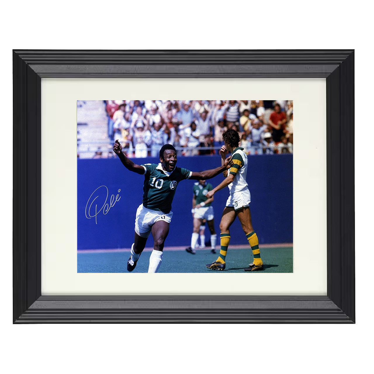 Pelé – New York Cosmos NASL Hero Celebration 8x10 matted black framed soccer wall art