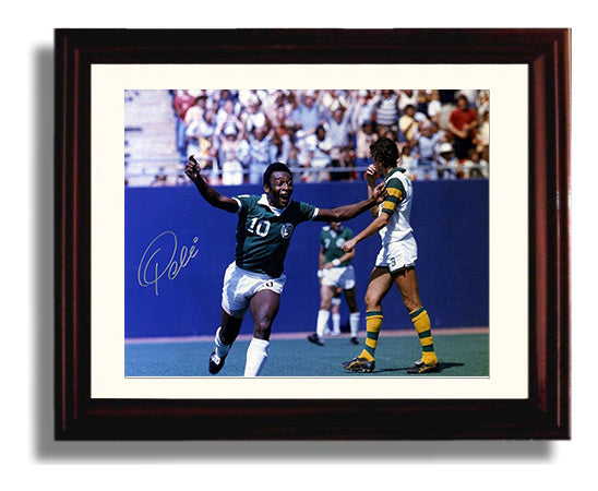 Pele New York Cosmos NASL Hero Celebration Soccer Print 8x10 Beveled Frame soccer wall art print – Soccer Prints decor