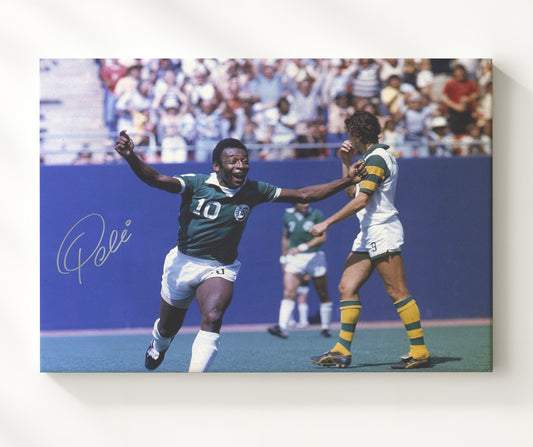 Pele New York Cosmos NASL Hero Celebration - Canvas soccer wall art