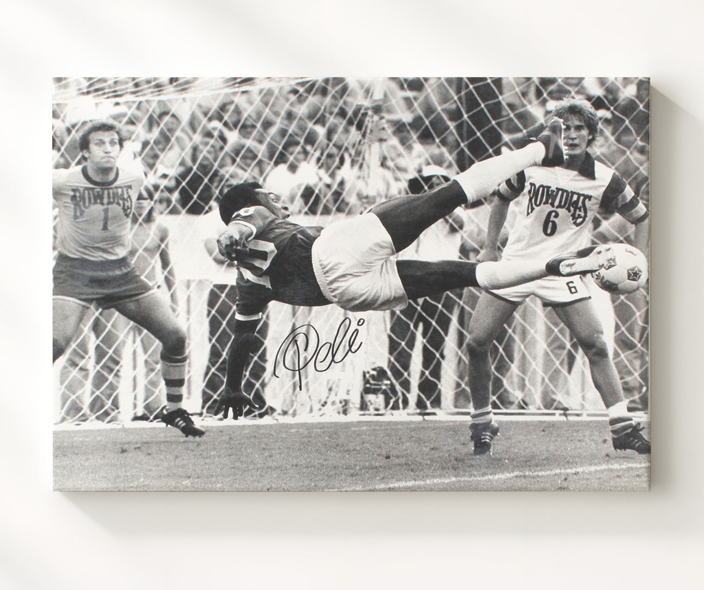 Pele Santos FC Legendary Bicycle Kick Goal Soccer Print 20x24 Canvas soccer wall art print – Soccer Prints decor