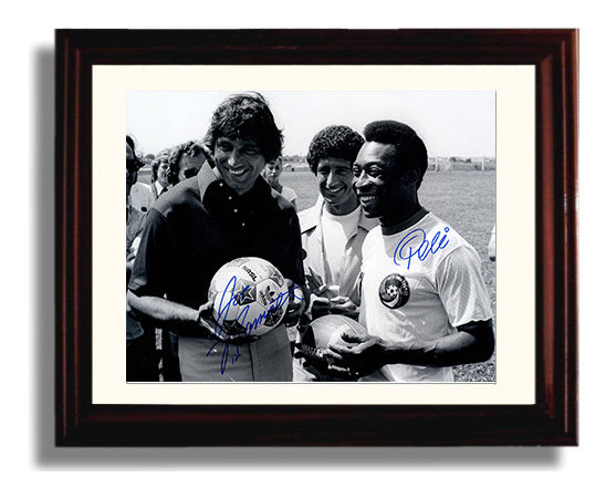 Pele and Joe Namath New York Cosmos Legends Meeting Soccer Print 8x10 Beveled Frame soccer wall art print – Soccer Prints decor