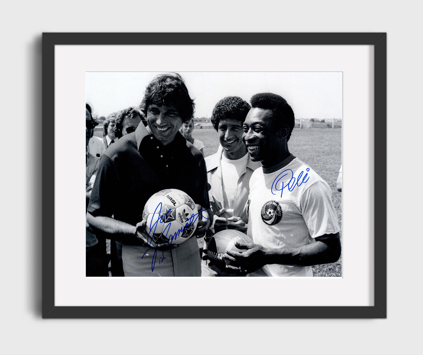 Pele and Joe Namath New York Cosmos Legends Meeting Soccer Print 16x20 Gallery Frame soccer wall art print – Soccer Prints decor